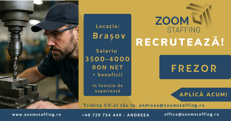 Zoom Staffing recruteaza frezor